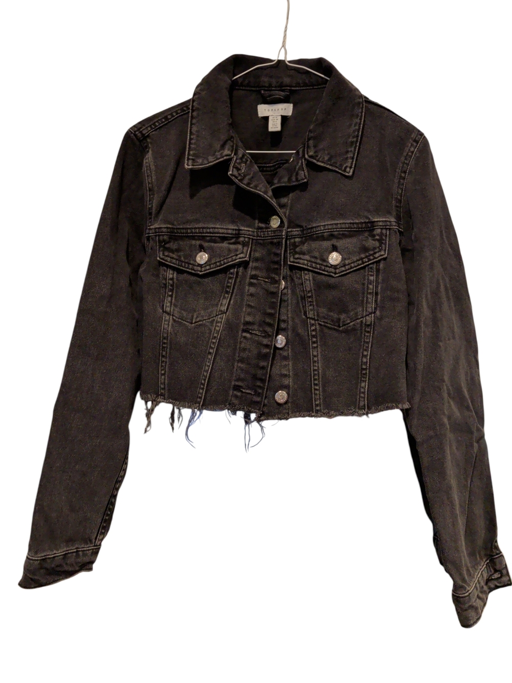 Topshop Washed Black Cropped Denim Jacket